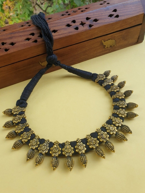 

FIROZA Black & Gold-Toned Brass Oxidised Necklace