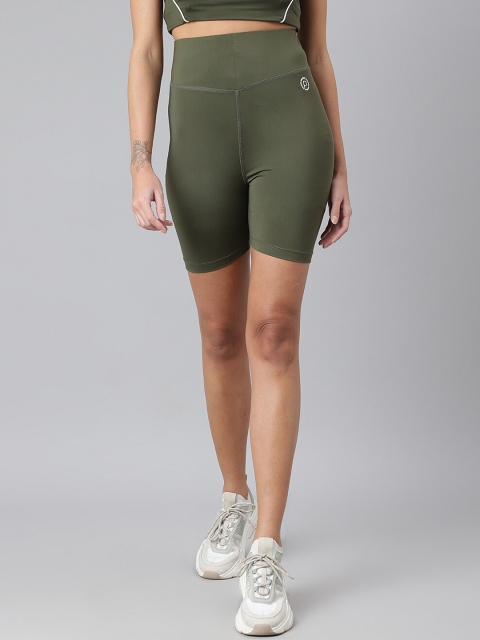 

Pritla Women Olive Green Slim Fit High-Rise Sports Shorts