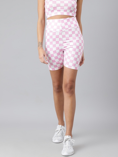 

Pritla Women Pink Printed Slim Fit High-Rise Shorts