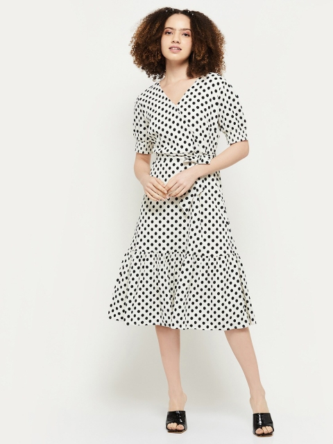 

max Cream-Coloured Polka Dot Printed Midi Dress