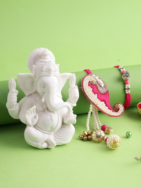 

Aapno Rajasthan Set of 2 Pink Bhaiya Bhabhi Rakhi with Ganesha Idol
