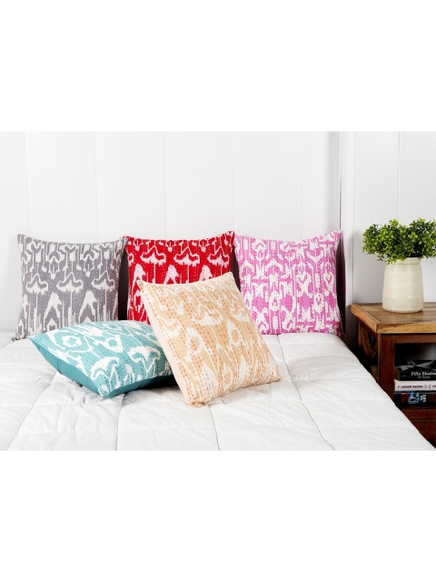 

HANDICRAFT PALACE Blue & Pink Set of 5 Abstract Square Cushion Covers