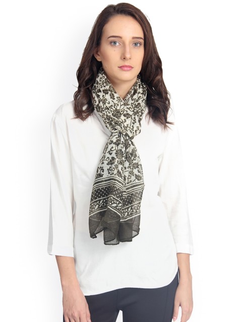 

FabSeasons Unisex Olive Green & White Printed Scarf