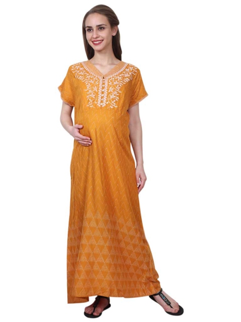 

MeeMee Women Yellow Ethnic Motifs Maxi Dress