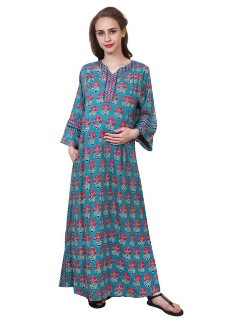 

MeeMee Women Green Floral Maxi Dress