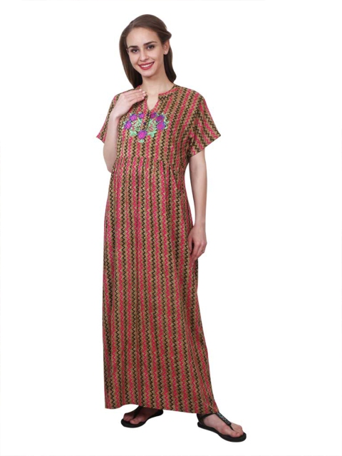 

MeeMee Multicoloured Keyhole Neck Maxi Dress, Brown