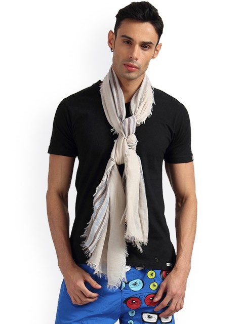 

FabSeasons Unisex Beige Self-Striped Scarf