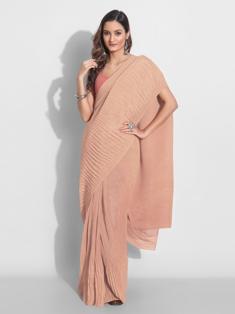 

TORONFRAS Peach-Coloured Art Silk Saree