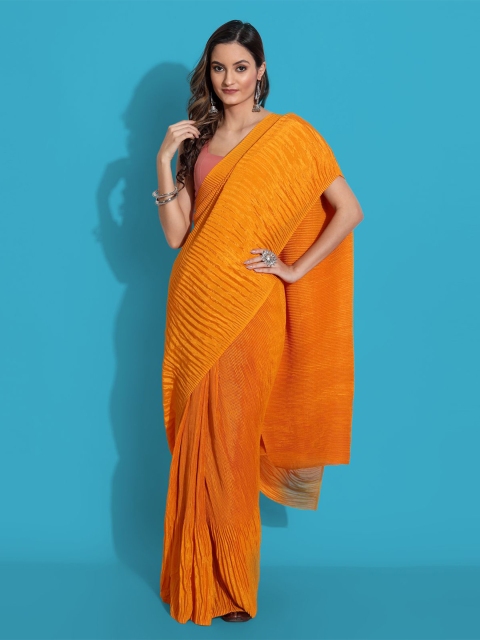 

TORONFRAS Orange Art Silk Saree