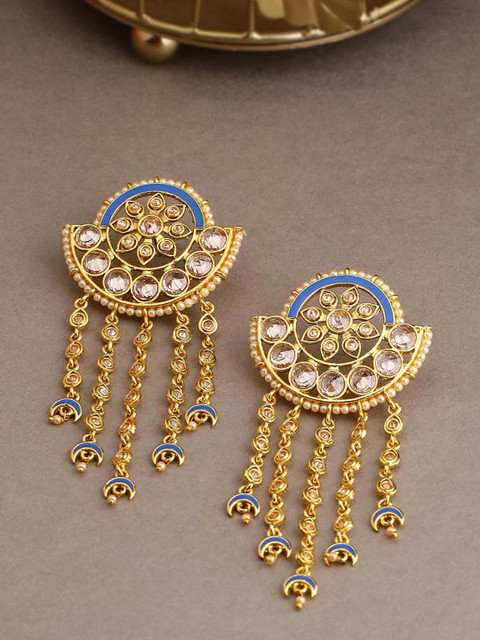 

Voylla Gold-Toned Contemporary Drop Earrings
