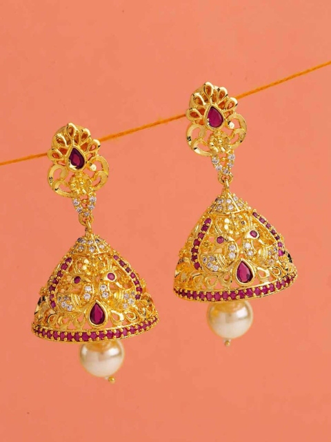 

Voylla Gold-Toned Contemporary Jhumkas Earrings