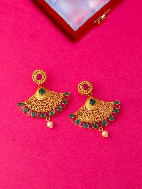 

Voylla Gold-Toned Contemporary Drop Earrings