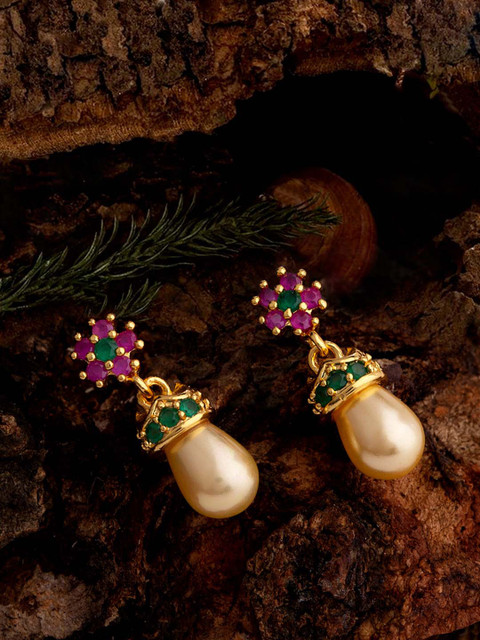 

Voylla Gold-Toned Contemporary Drop Earrings