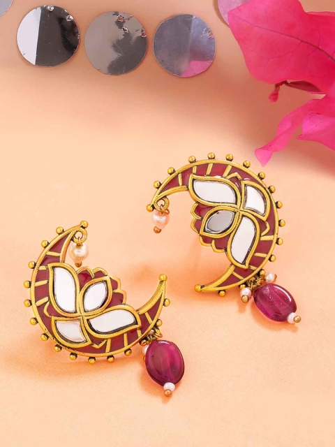 

Voylla Gold-Toned Contemporary Drop Earrings