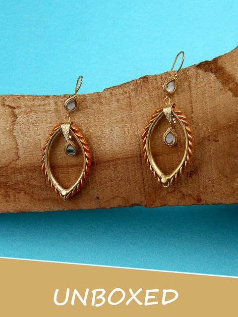 

Voylla Gold-Toned Contemporary Drop Earrings