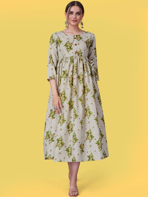 

Fashion FRICKS Green Floral Empire Midi Dress