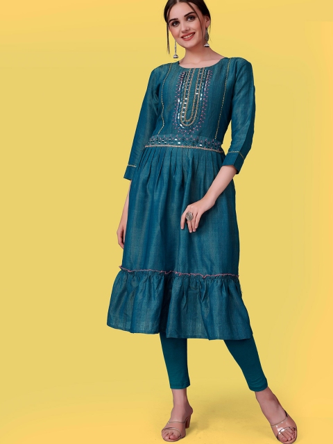 

Fashion FRICKS Turquoise Blue Midi Dress