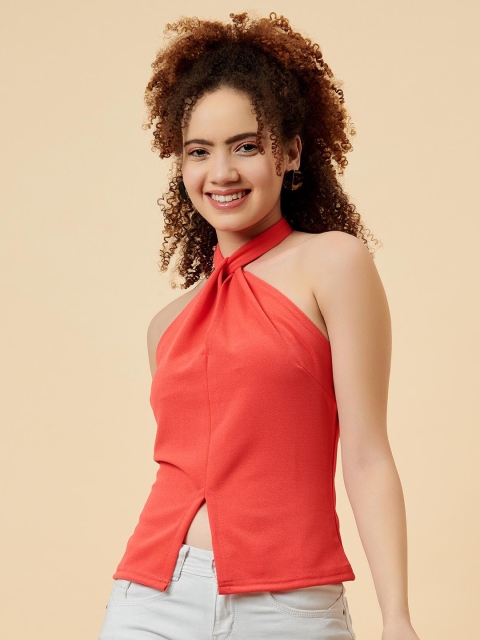 

enzeo Red Halter Neck Top