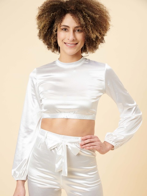 

enzeo White Solid Crop Top