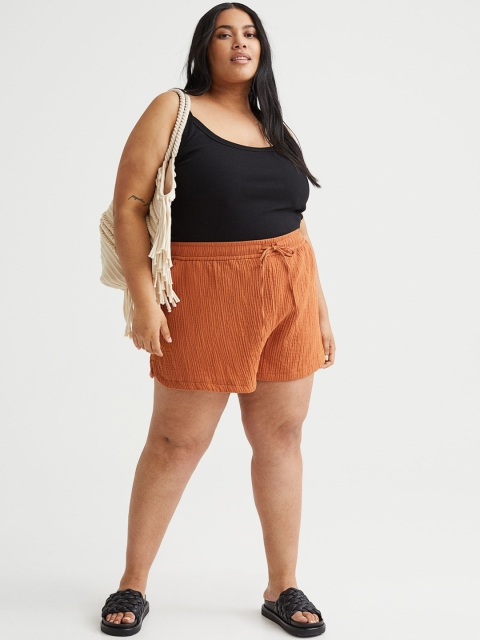 

H&M Plus Size Women Brown Cotton Shorts