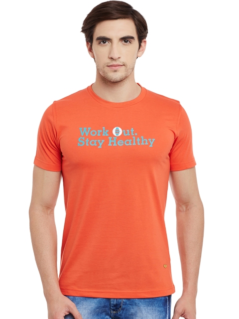 

Duke Men Orange Printed Round Neck T-shirt