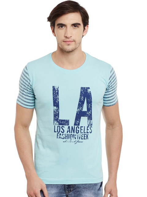 

Duke Men Blue Printed Round Neck T-shirt