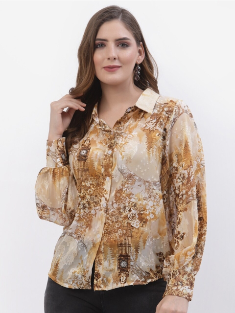 

Westwood Brown Floral Print Shirt Style Top