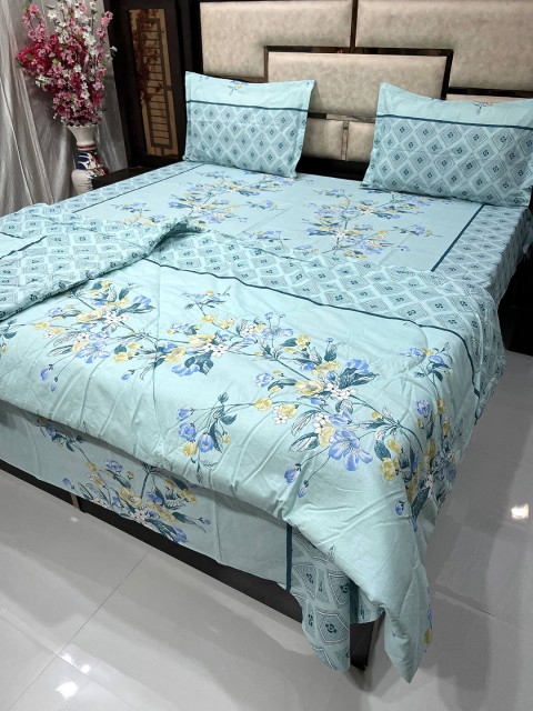 

Pure Decor Green Printed 250 TC Pure Cotton King Size Bedding Set With Comforter & 2 Pillow Covers
