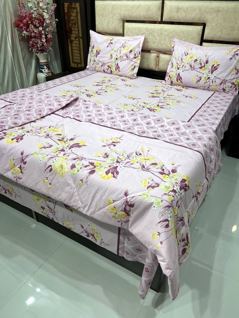 

Pure Decor Pink Floral Printed 250 TC Double King Bedding Set