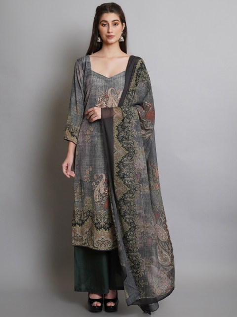 

Stylee LIFESTYLE Women Olive Green & Brown Printed Unstitched Dress Material