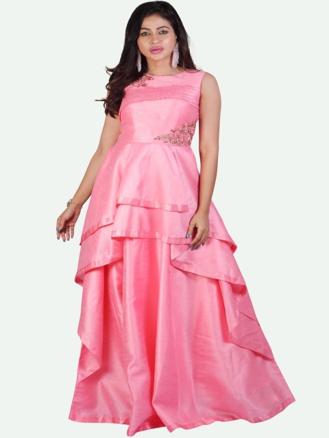 

Kiya Women Pink Embellished Long Flared Gown