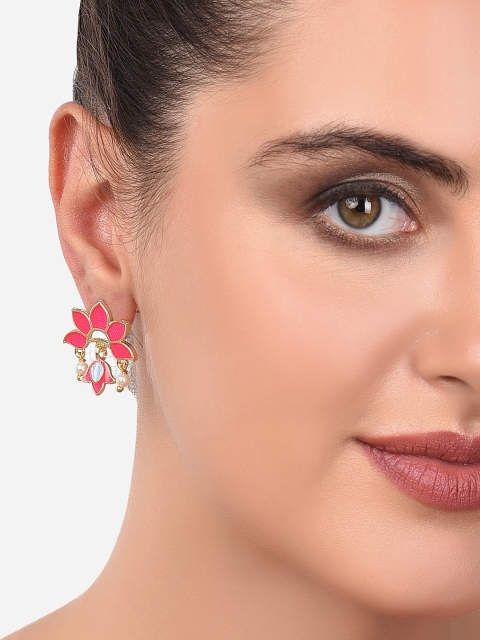 

Zaveri Pearls Pink Contemporary Studs Earrings
