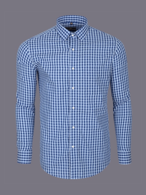 

FRENCH CROWN Men Blue Standard Buffalo Checks Cotton Formal Shirt