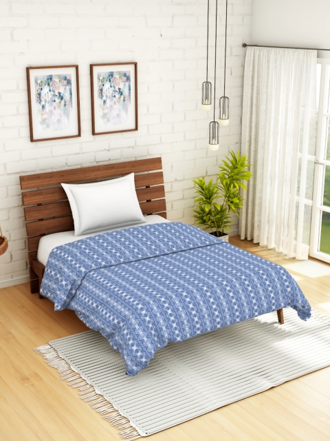

SPACES Blue Cambric 100% Cotton Single Reversible Dohar 553 GSM