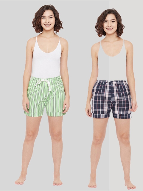 

Style Shoes Women Blue & Green 2 Checked Lounge Shorts