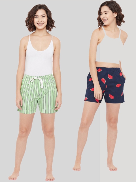 

Style Shoes Women Blue & Green 2 Checked Lounge Shorts