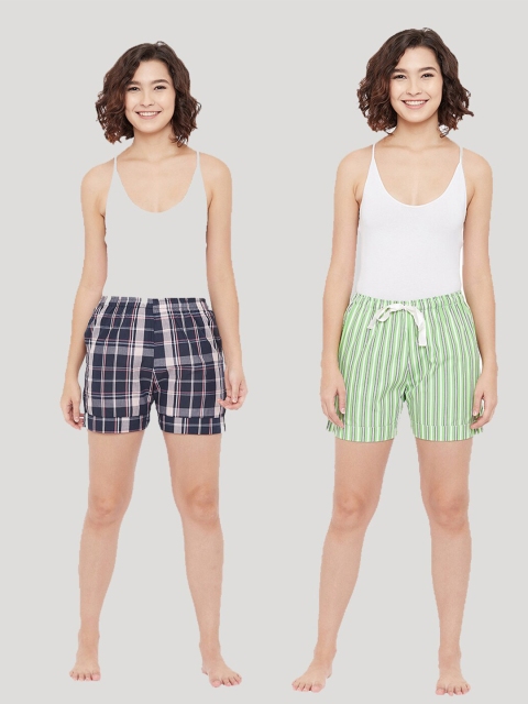 

Style Shoes Women Blue & Green 2 Checked Lounge Shorts