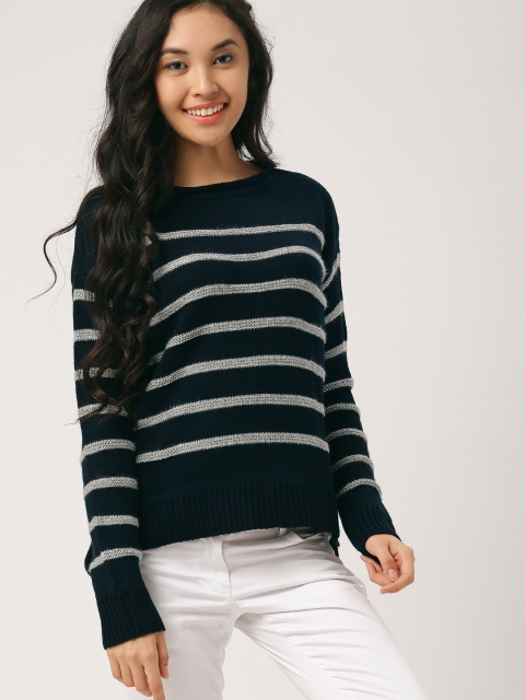

DressBerry Women Navy Striped Pullover, Navy blue