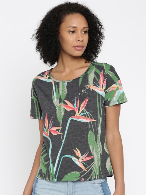 

ONLY Women Charcoal Grey Printed Top