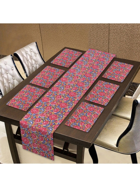 

INDHOME LIFE Pure Cotton Printed Table Linen Set, Pink