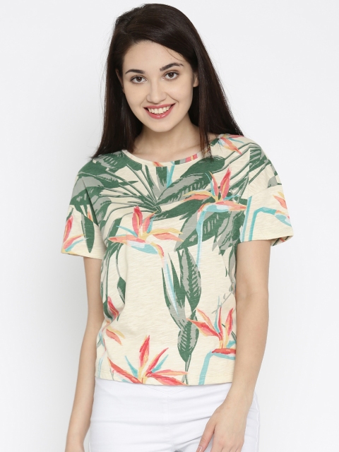 

ONLY Women Cream-Coloured Printed Top