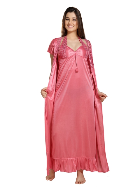 

Romaisa Pink Nighty with Robe