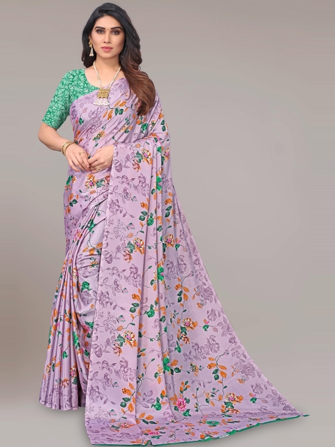 

SHAIBO SAREE Purple & Mustard Floral Silk Blend Saree