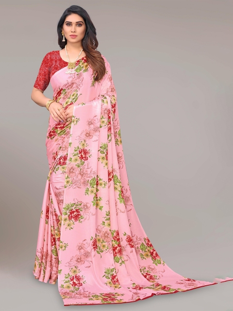 

SHAIBO SAREE Magenta & Green Floral Silk Blend Saree