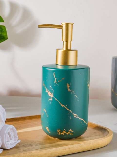 

Nestasia Green & Gold-Toned Printed Ceramic Soap Dispenser