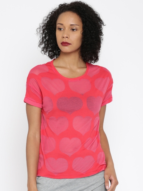 

ONLY Women Pink Printed Round Neck T-Shirt