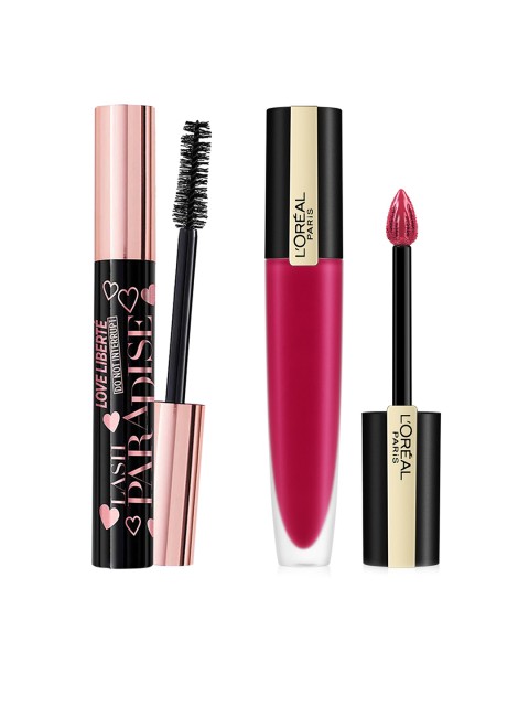 

LOreal Paris Set of Liquid Lipstick- I Represent 114 & Lash Paradise Mascara- Black