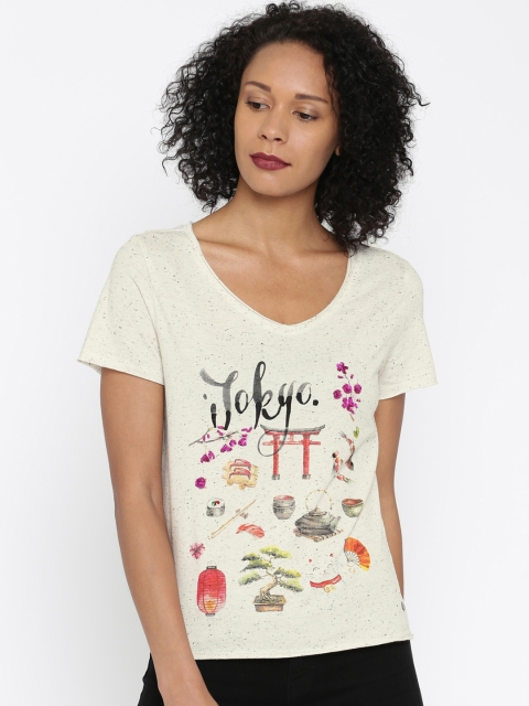 

ONLY Women Off-White Printed Top