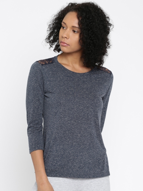 

ONLY Women Navy Blue Solid Top