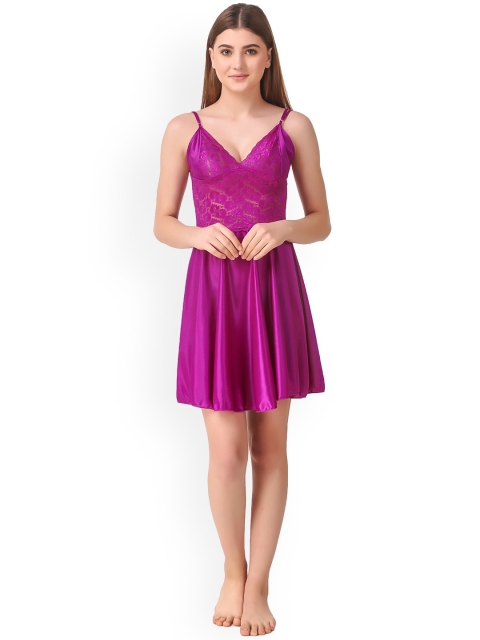 

Romaisa Magenta Satin Baby Doll